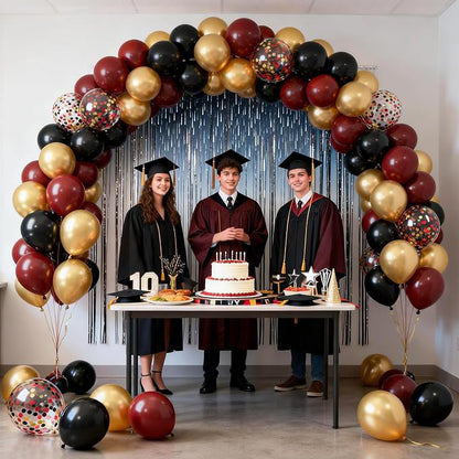 Patimate Burgundy Black Gold Balloons Set 50Pcs 12 Inch Latex Party Balloon | - Image 5
