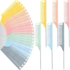 Patelai 30 Pieces Rat Tail Combs Bulk, Hair Teasing Fine Tooth Pintail Combs Braiding Hair Styling Tools with Steel Pin for Stylists Salon Teasing Sectioning Coloring Detangling(Macaron Color)