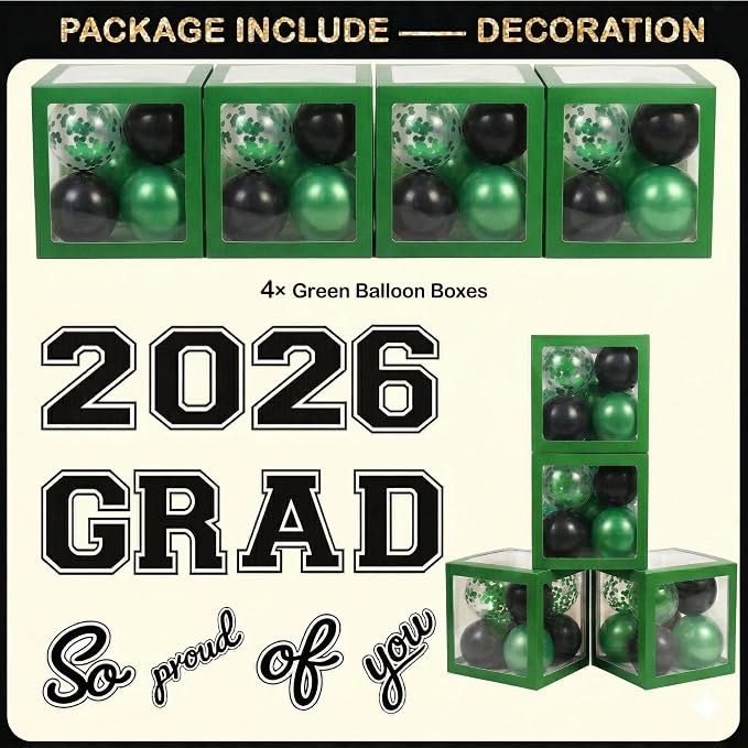 Black and Green Graduation Decorations Class of 2026 - Image 6