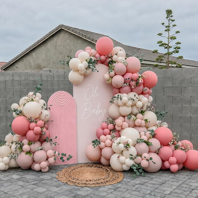 Dusty Pink Balloon Arch Kit 115Pcs Retro Blush Pink Sand White Balloons Garland - Image 2
