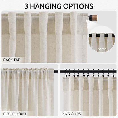 Extra Long Warm Beige Linen Curtains 120 Inch - Image 2