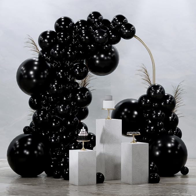PartyWoo Black Balloons 145pcs Different Sizes of 18 12 10 5 Inch | Balloons by PartyWoo