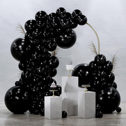 PartyWoo Black Balloons 145pcs Different Sizes of 18 12 10 5 Inch | Balloons by PartyWoo