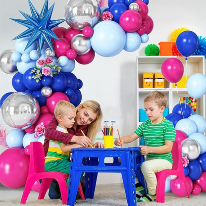 Royal Blue Hot Pink Balloon Arch Garland Kit - Image 5