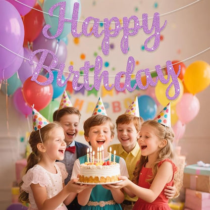 Glitter Happy Birthday Banner Sign Birthday Garland Wall Door Banners Flag - Image 2