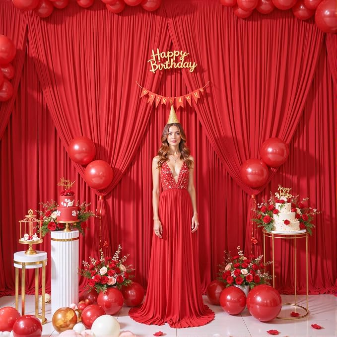 10 Panels Red Backdrop Curtains - Image 9