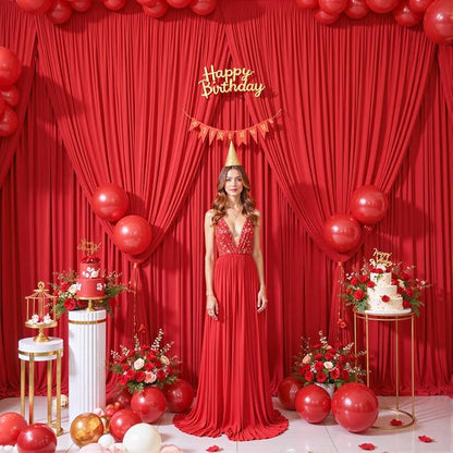 10 Panels Red Backdrop Curtains - Image 9