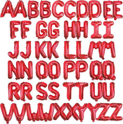 16 Inch 52Pcs Red Letter Balloons Shiny A-Z Foil Balloon Letters | Reusable by Makeyourpartypop