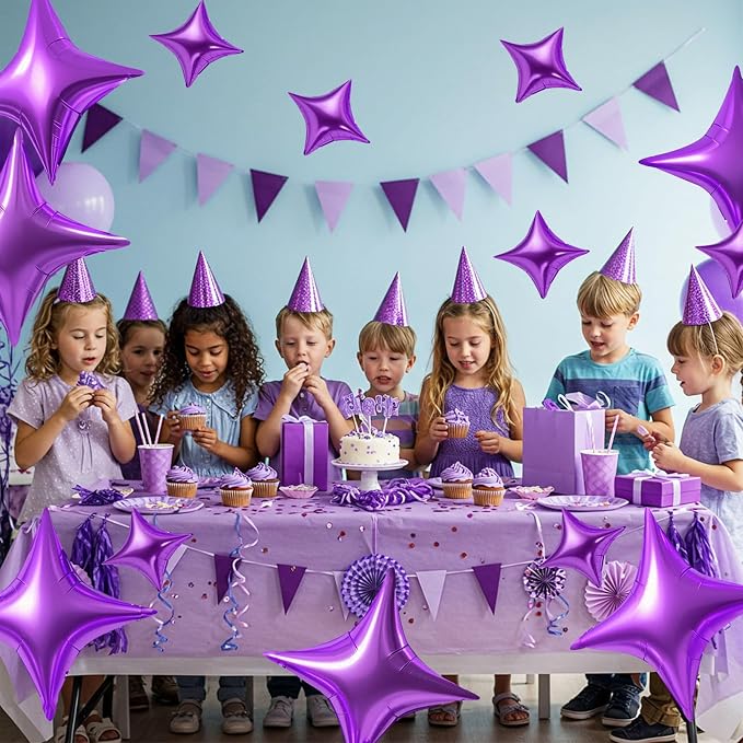 TONIFUL 30 Pcs Four Pointed Star Balloon 26In & 10In Purple Foil Balloon | - Image 5