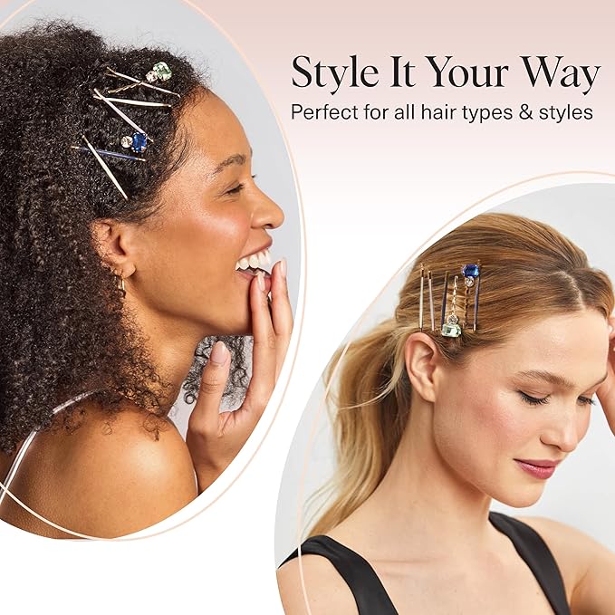 Kitsch Gem Bobby Pins for Women - Stylish Rhinestone Hair Accessories | Elegant Hair Pins Decorative for Styling | Bobby Pin Set - Garden Bouquet | Ideal Gifts for Women, 8pcs