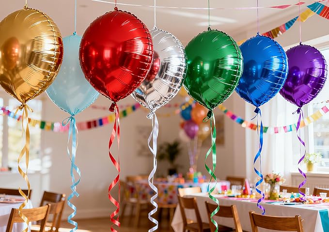 Round Foil Mylar Balloons, Shower Anniversary Engagement Party Decorations - Image 5
