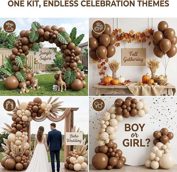 102pcs Matte Dark Brown Balloons Garland Arch Kit, 18 12 10 5 Inch Balloons | - Image 4