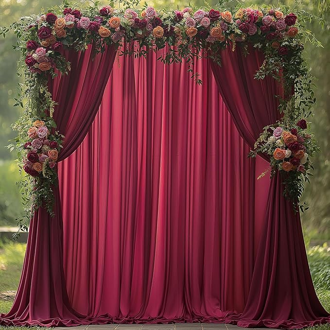 ESGOTBME 20x10ft Wrinkle Free ‌Burgundy Backdrop Curtain - Image 2