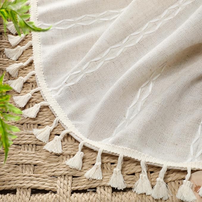 80% Boho Blackout Curtains 90 Inch Linen Blend Drapes 2 Panels | Vintage - Image 4