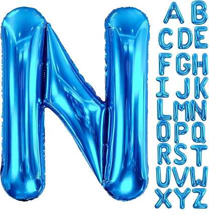 Letter N Balloon 40 Inch Blue, Giant Alphabet Foil Balloon, Big Mylar Party by Aeniaza