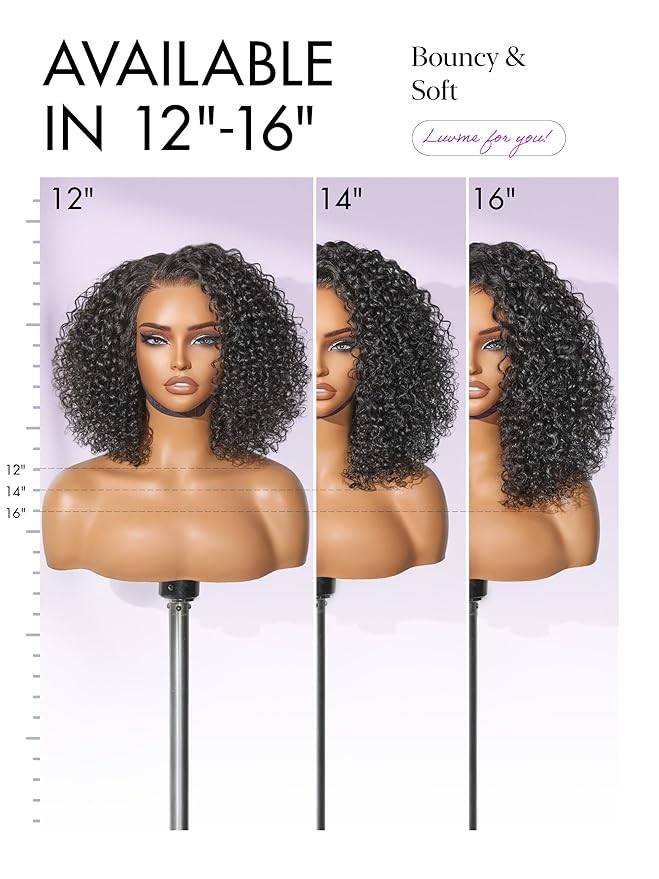 LUVME HAIR Wet and Wavy 5x5 Closure Water Wave Short Curly Bob Glueless Wigs Human Hair Pre Plucked Pre Cut Lace Side Part 100% Human Hair Wig 16 Inches