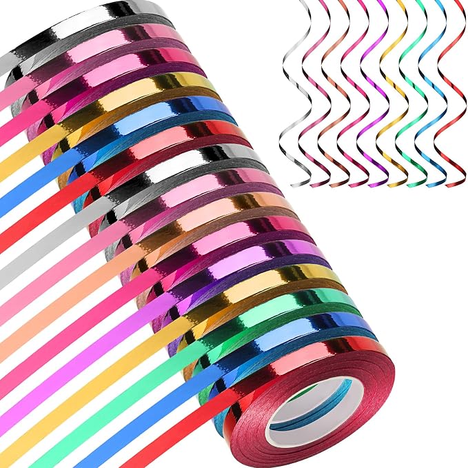 Shappy 15 Rolls Curling Ribbon 1/5" Wide x 11 Yards Total 165 Yards Balloon by Shappy