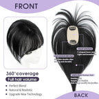 14 Inch Hair Topper For Women Real Human Hair Invisible Hairpiece for Thinning Hair, Jet Black Real Human Hairpiece for Women