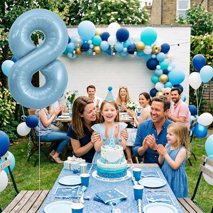 TONIFUL 40 Inch Pastel Blue Number 8 Foil Balloons Large Mylar Foil Digital 8 - Image 5