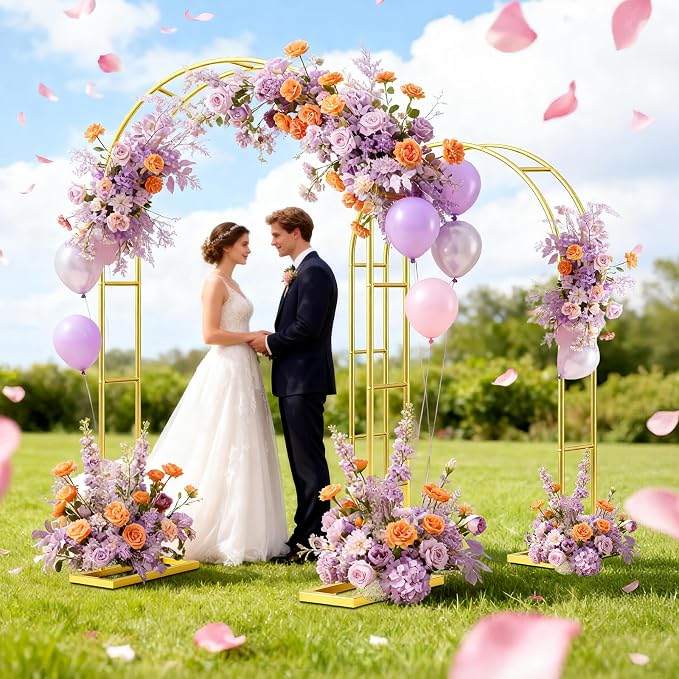 2 Pack Wedding Arch Backdrop Stand Metal Frame - Image 2
