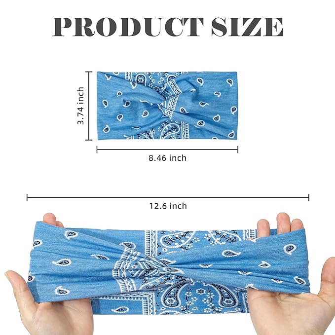 6-Piece Cute Headbands for Women, Stretchy Non Slip Thick Headband for Women’s Hair, Soft Elastic Head Bands for Yoga Running Sport Workout (Boho Style)