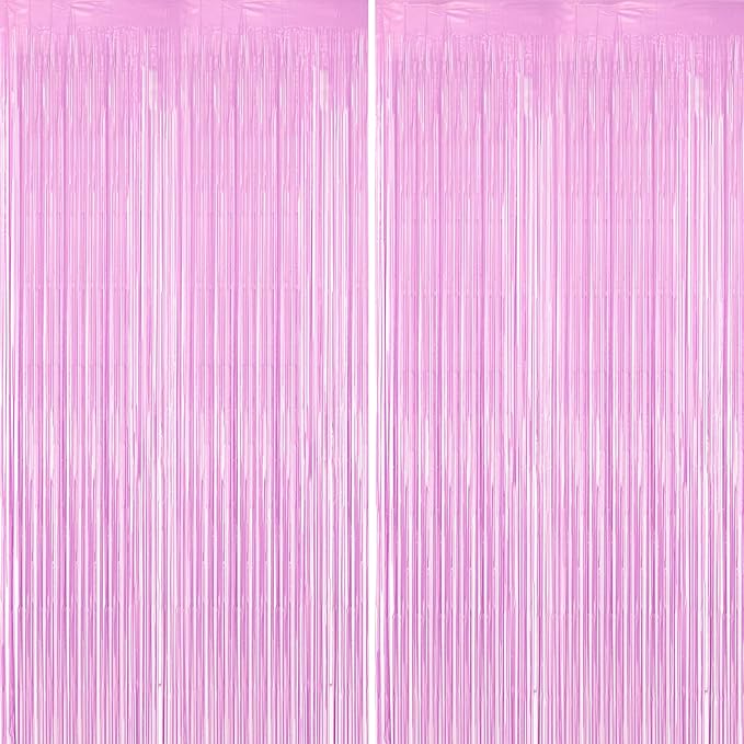 Voircoloria Pastel Purple Foil Fringe Backdrop Curtains, 2 Pack | Tinsel by Voircoloria
