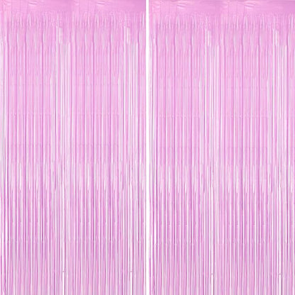 Voircoloria Pastel Purple Foil Fringe Backdrop Curtains, 2 Pack | Tinsel by Voircoloria