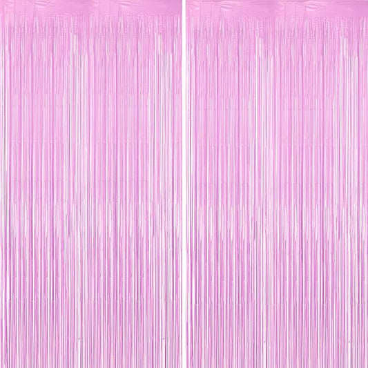 Voircoloria Pastel Purple Foil Fringe Backdrop Curtains, 2 Pack | Tinsel by Voircoloria