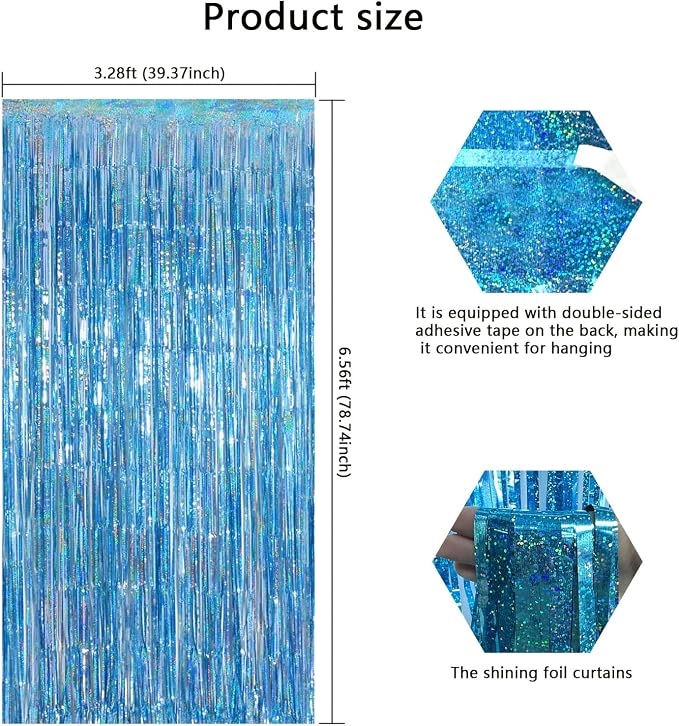 Light Blue Metallic Streamer Backdrop - Image 4