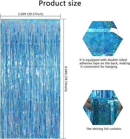 Light Blue Metallic Streamer Backdrop - Image 4