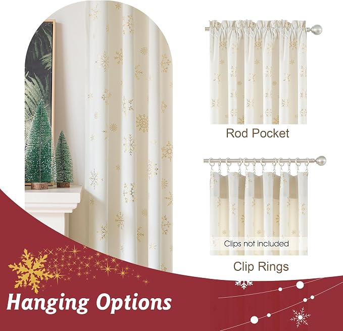 Beauoop Christmas Cream Velvet Curtains - Image 5