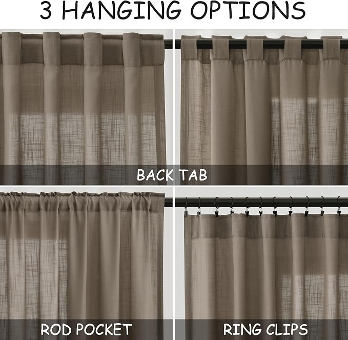 Dark Taupe Linen Curtains 84 Inches Long - Image 3