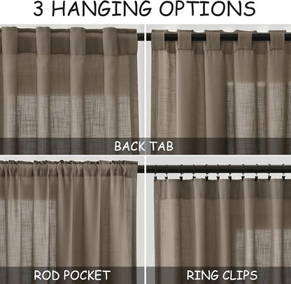 Dark Taupe Linen Curtains 84 Inches Long - Image 3