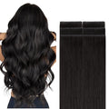 GOO GOO Invisi Edge Tape in Hair Extensions Human Hair, 1B Natural black, 6pcs 14inch 15g, Virgin Remy Hair, Seamless Injected Tape, Natural Look