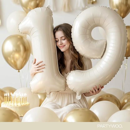 PartyWoo Number Balloons 40 Inch White Number 9 Kit 25pcs - Image 8