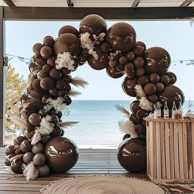 Double Stuffed Dark Brown Balloon Garland Arch Kit | 18/12/10/5inch Different by Unknown