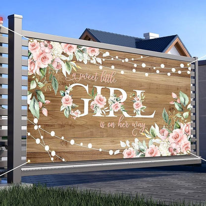 Rustic Girl Baby Shower Banner A Sweet Little Girl is on Her Way Baby Shower - Image 8