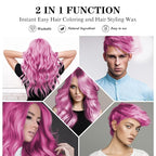 Temporary Pink Hair Color Wax 4.23 oz, Instant Natural Hairstyle Cream Dye, Disposable Coloring Mud for Men Women Youth, Washable Styling Pomades, Party Cosplay DIY Halloween