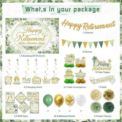 KOTLMIGHT Green Retirement Party Decorations Decor - Image 2