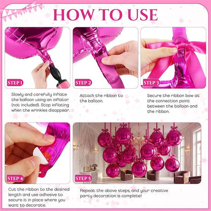 18 Set 22 Inch Hot Pink 4D Giant Round Foil Balloon Bulk Metallic Giant Foil - Image 7