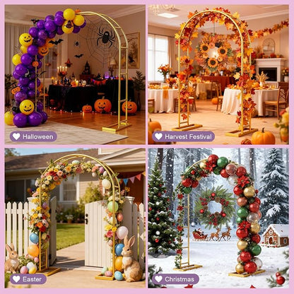 7.2FT Metal Wedding Arch Backdrop Stand Gold Arbor Frame - Image 3