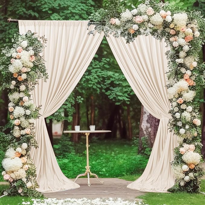 Beige Backdrop Curtains 10ft x 10ft by MEETSKY