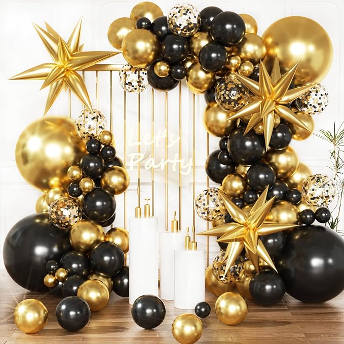 KARLURE Black Gold Balloons Arch Kit Garland by KARLURE