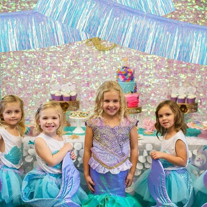 BEISHIDA Iridescent Blue Fringe Garland Banner Wall Tinsel Foil Streamers | - Image 5