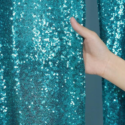 Poise3EHome 2ft x 8ft Teal Sequin Backdrop Curtains 2 Panels - Image 3