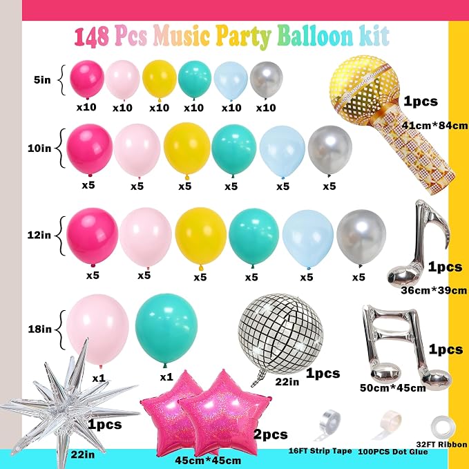 Music Fans Birthday Decoration, Laser Star, Disco Mylar Balloon - Image 2
