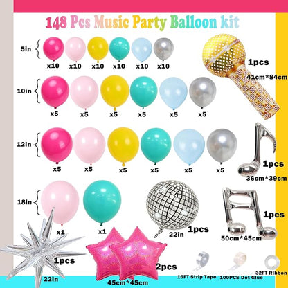 Music Fans Birthday Decoration, Laser Star, Disco Mylar Balloon - Image 2