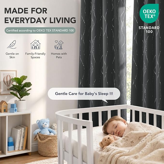 Deconovo 100% Blackout Living Room Curtains 63 Inches Long, Thermal Insulated - Image 5