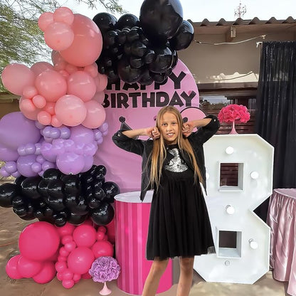 Hot Pink and Purple Balloon Arch Garland Kit, Rose Red Black Pink Purple Latex - Image 7