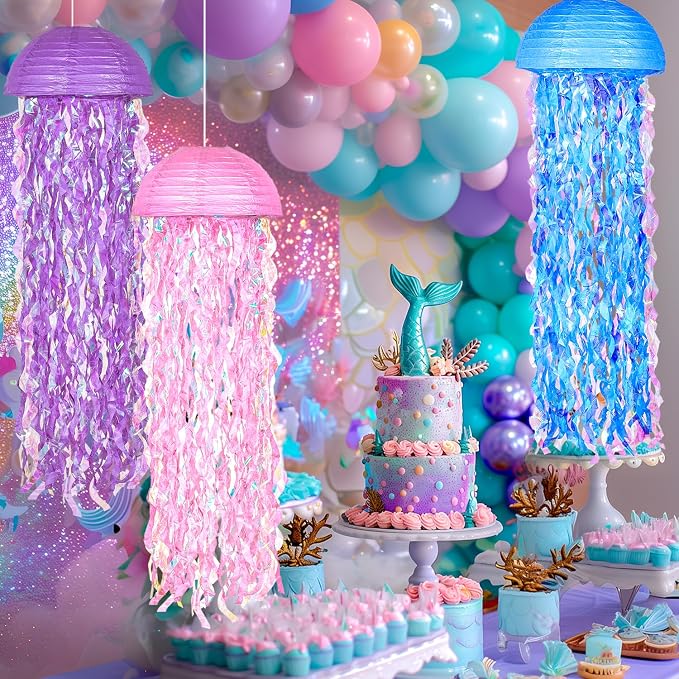 OBXT 10" Mermaid Jellyfish Lanterns – Pink Purple Blue Decorations - Image 4